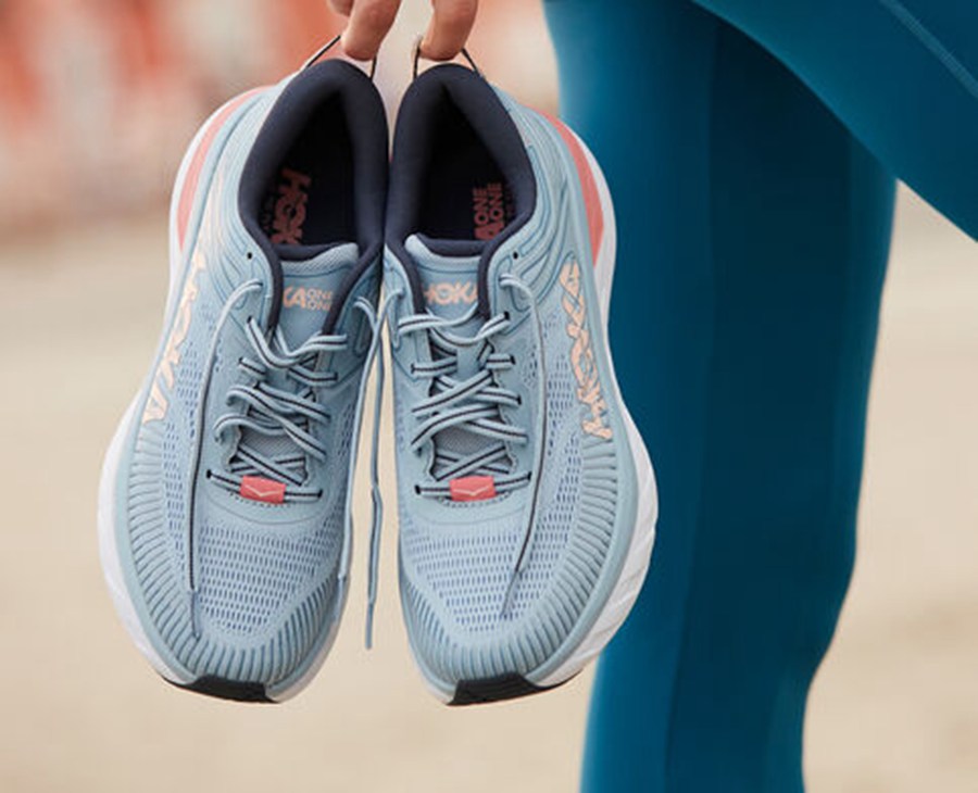 Hoka One One Womens Running Shoes - Bondi 7 - Blue - JRBZ91856
